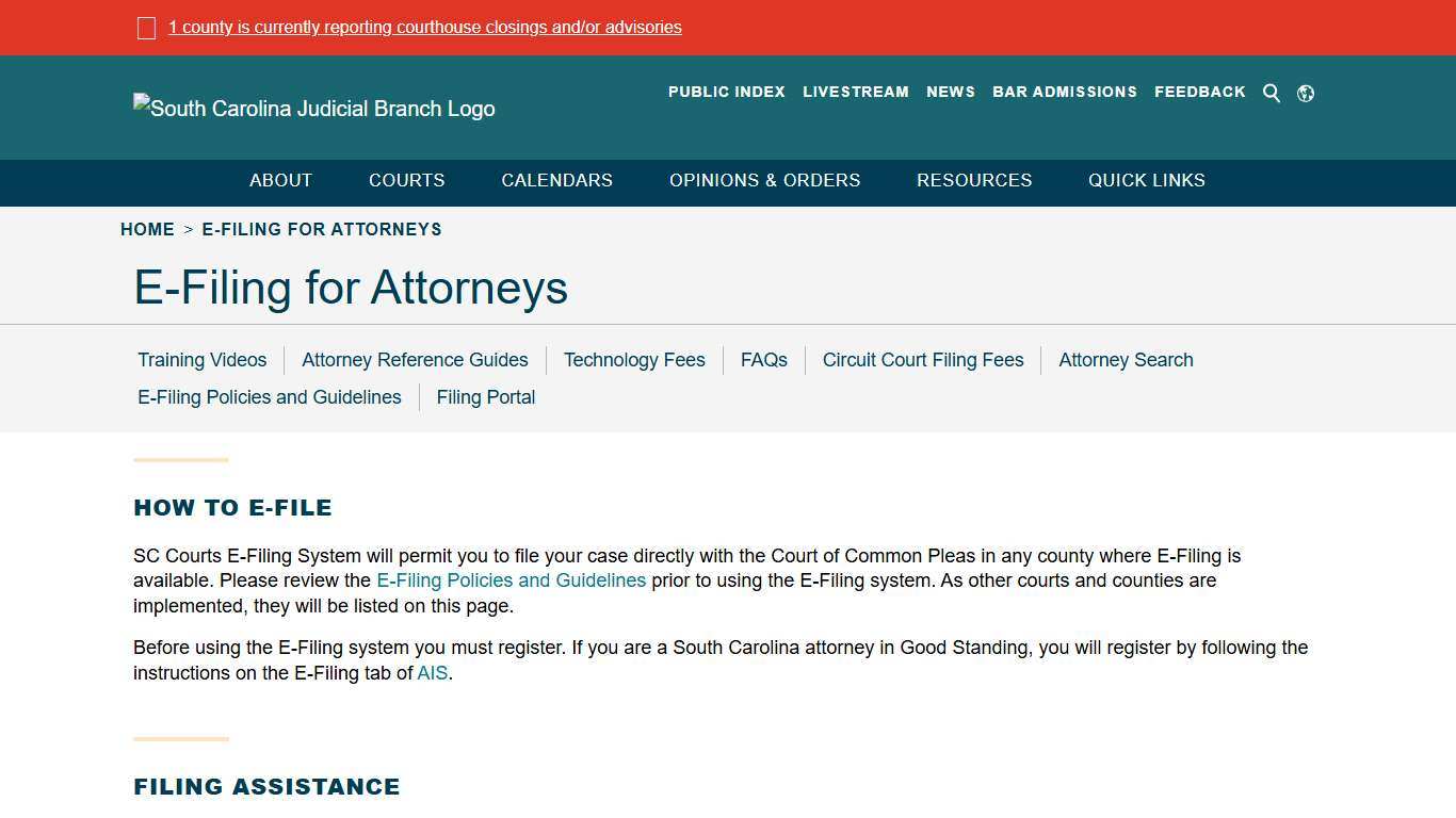 E-Filing for Attorneys - South Carolina Judicial Branch