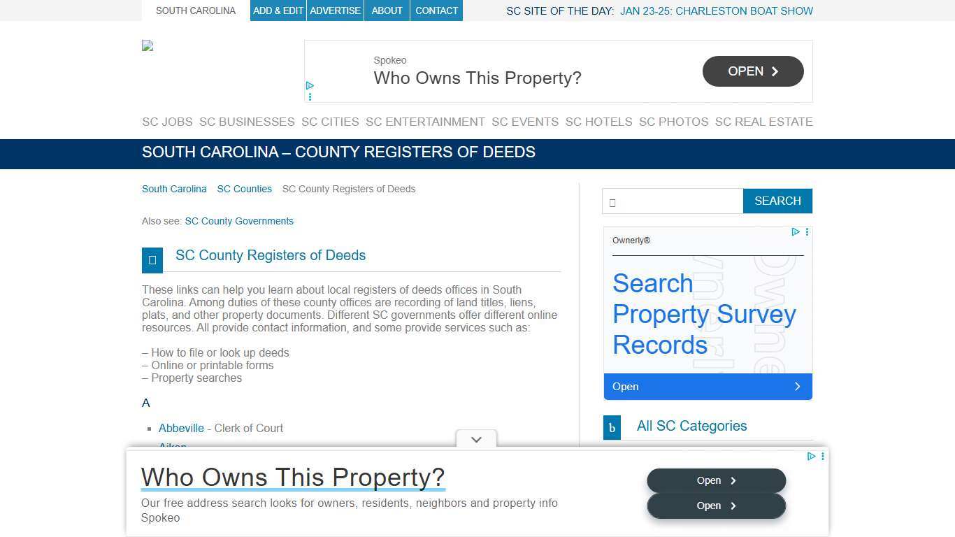 South Carolina - County Registers of Deeds